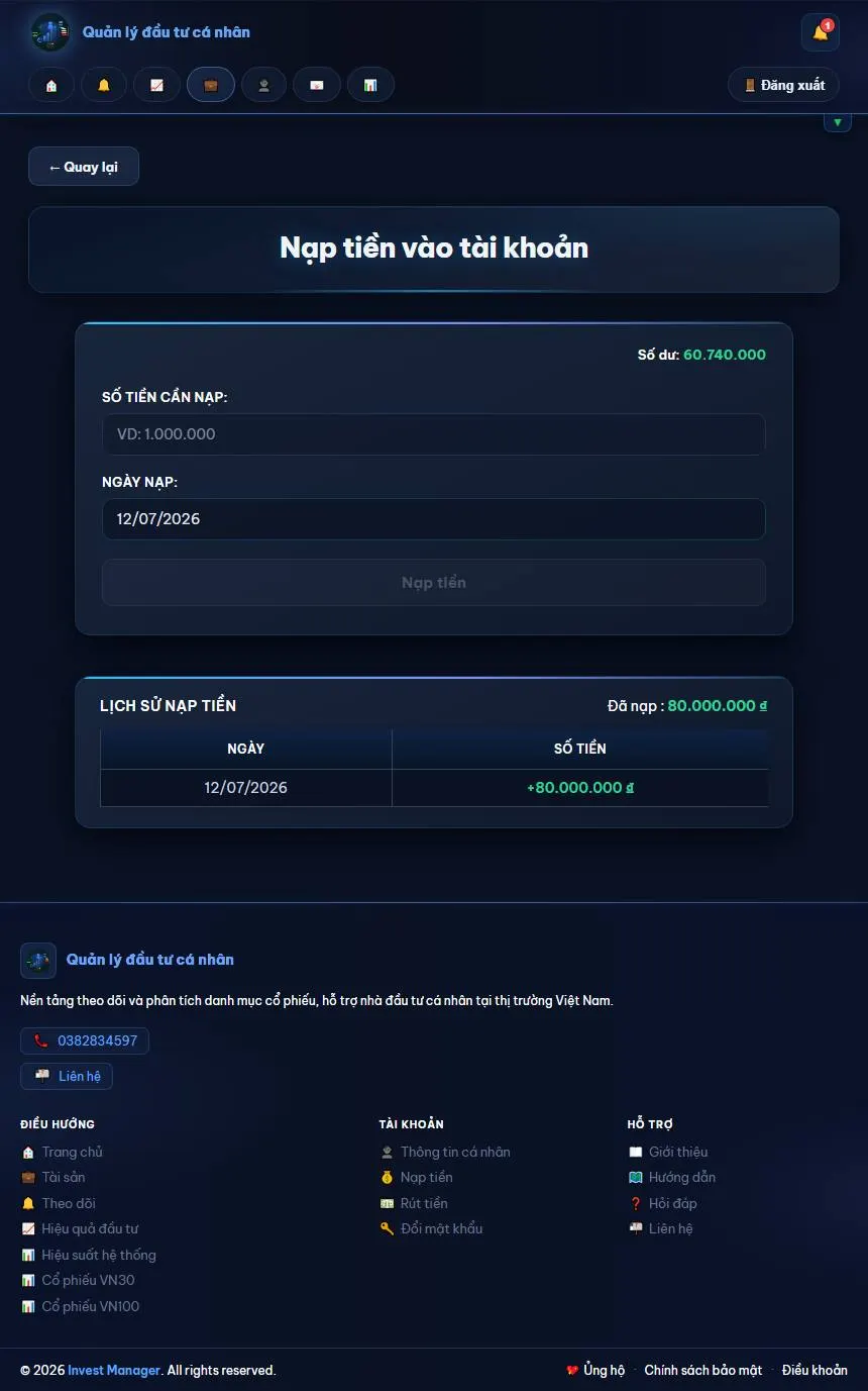 Giao diện màn hình cash-in