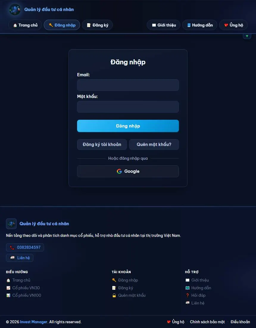 Giao diện màn hình login